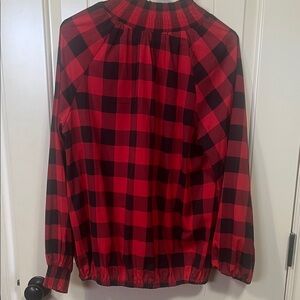 Main Strip Plaid Blouse in Red and Black